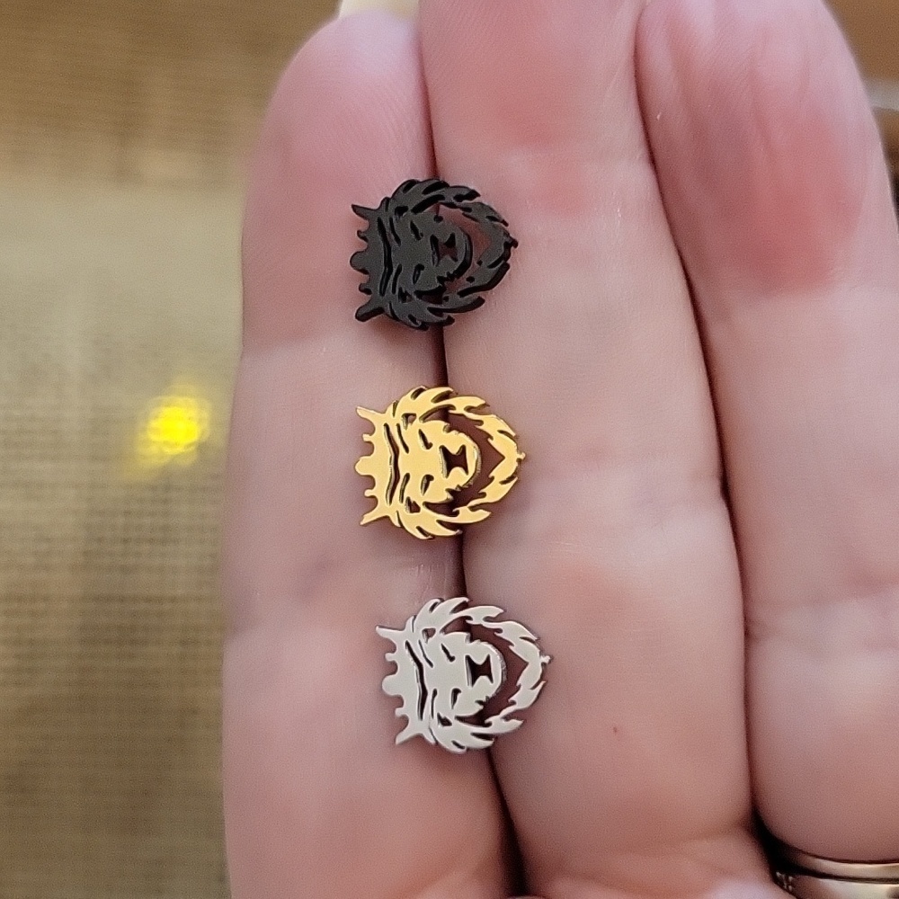 Lion of Judah Stud Earrings, choice of color - Picture 3 of 5